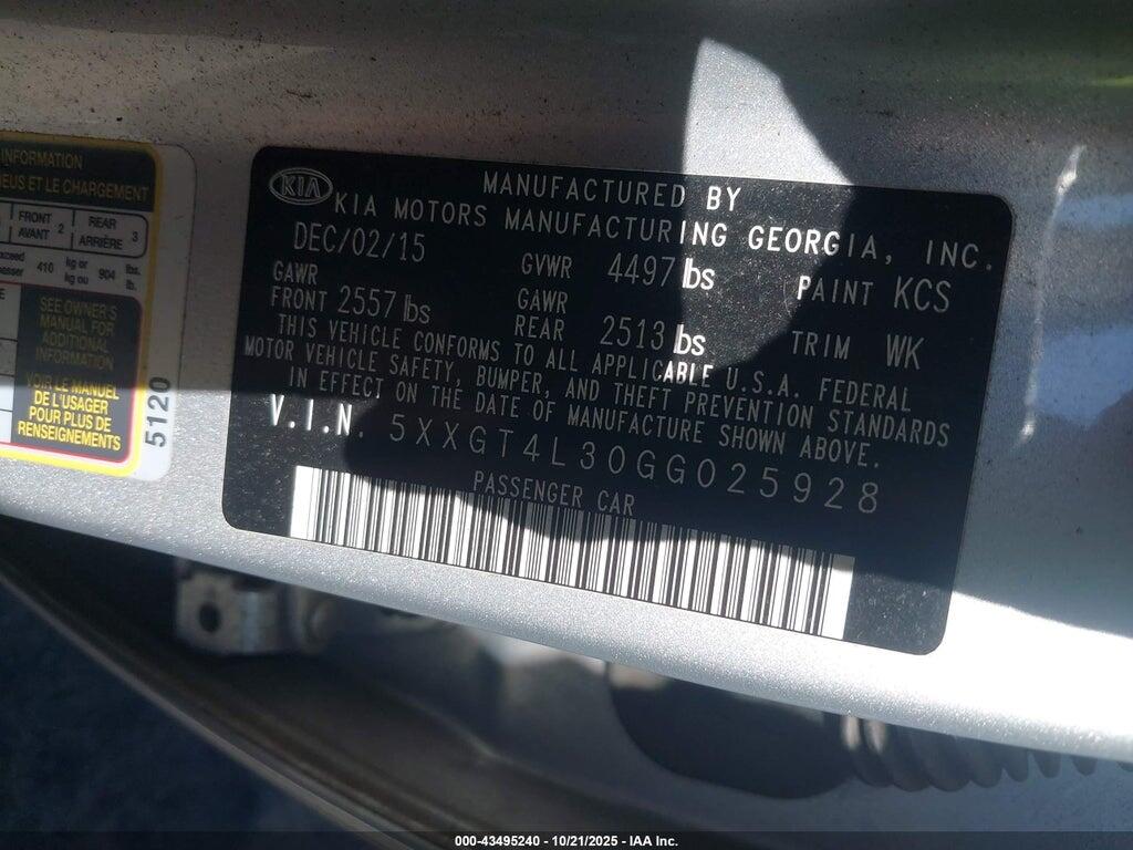 5XXGT4L30GG025928 2016 KIA OPTIMA photo no. 9
