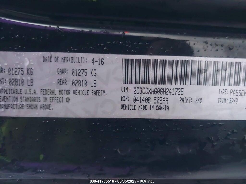 2C3CDXHG0GH241725 2016 DODGE CHARGER photo no. 9
