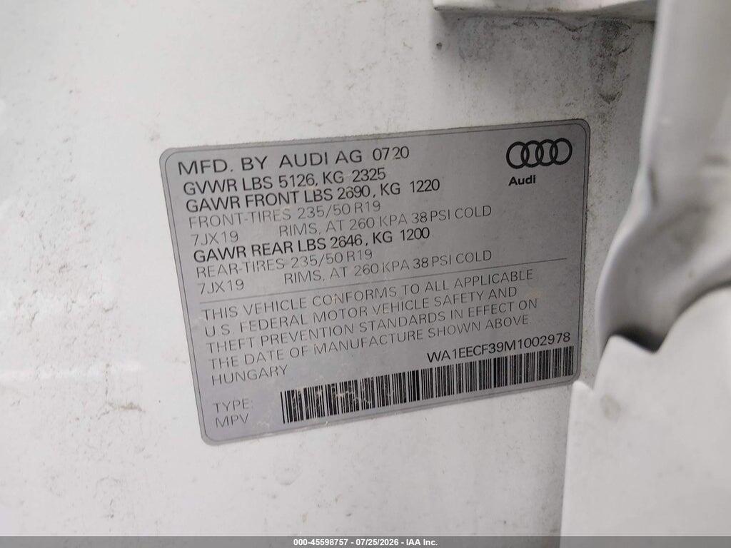 WA1EECF39M1002978 2021 AUDI Q3 photo no. 9