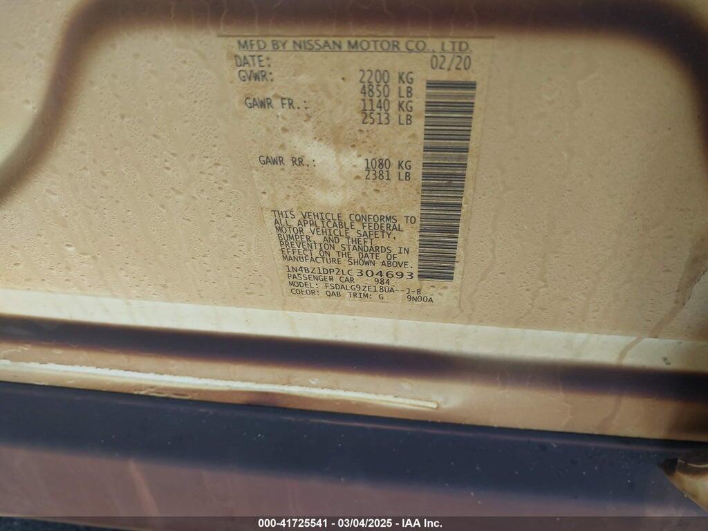 1N4BZ1DP2LC304693 2020 NISSAN LEAF photo no. 8