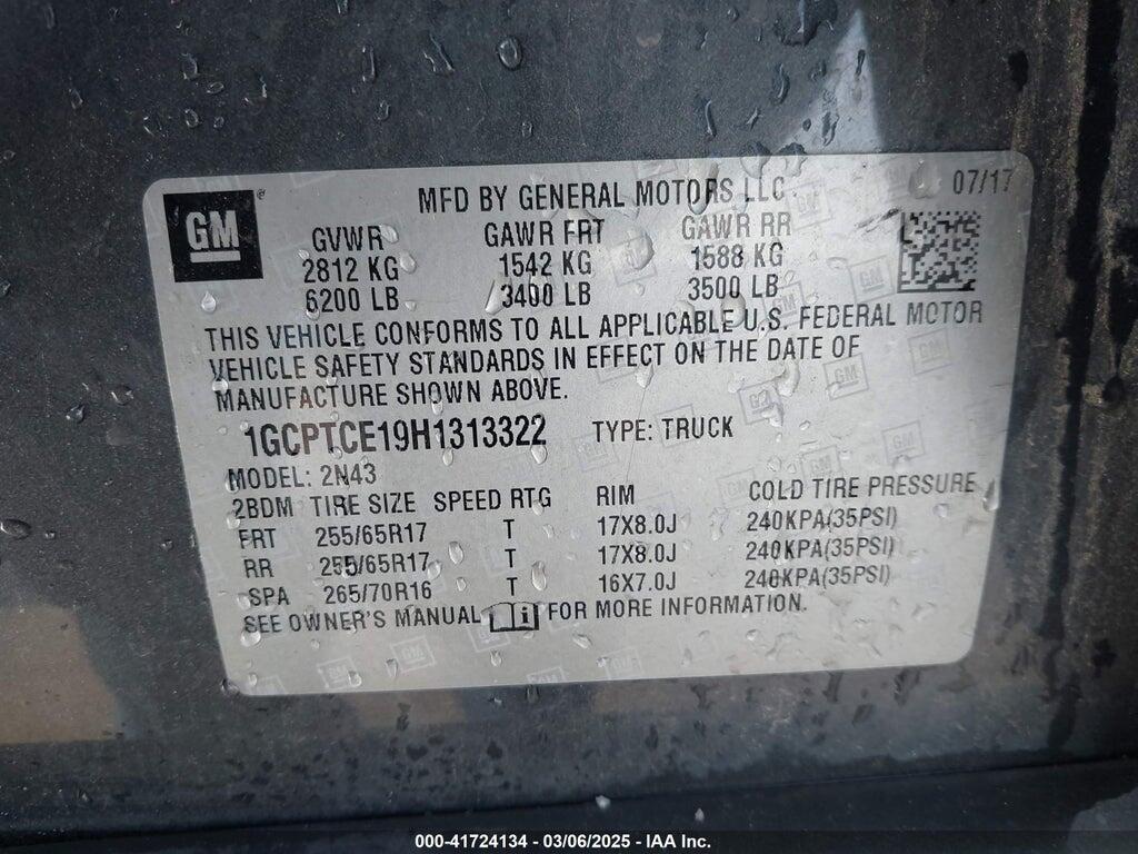 1GCPTCE19H1313322 2017 CHEVROLET COLORADO photo no. 9