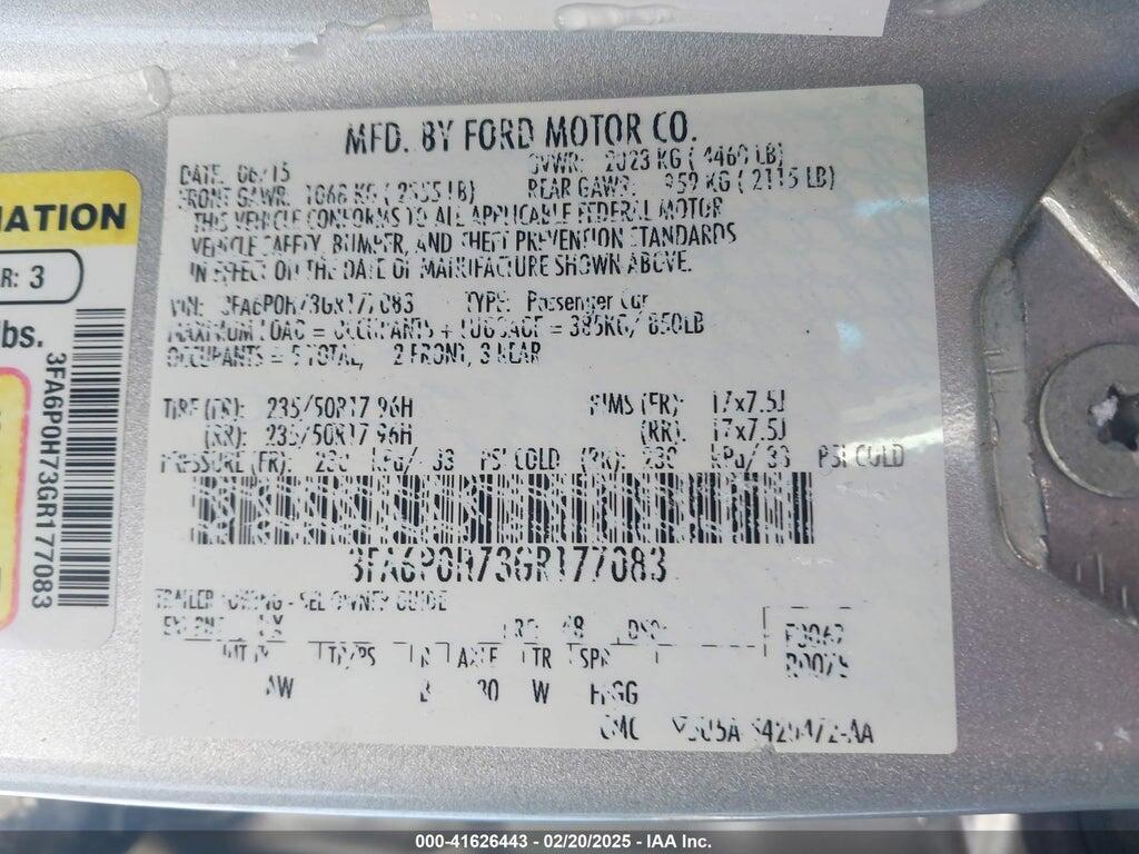 3FA6P0H73GR177083 2016 FORD FUSION photo no. 9