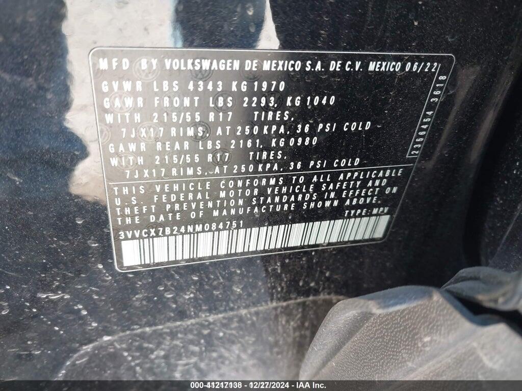 3VVCX7B24NM084751 2022 VOLKSWAGEN TAOS photo no. 9