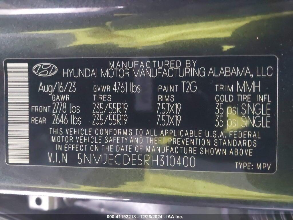 5NMJECDE5RH310400 2024 HYUNDAI TUCSON photo no. 9