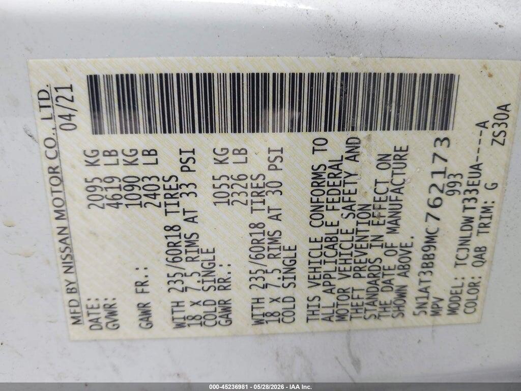 5N1AT3BB9MC762173 2021 NISSAN ROGUE photo no. 9