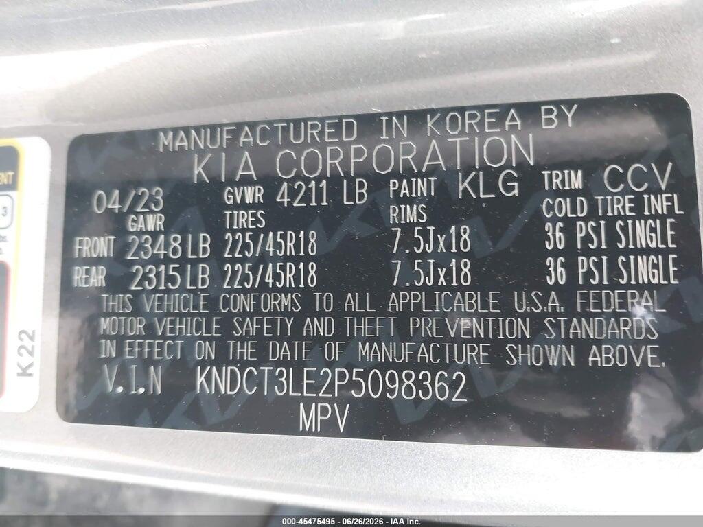 KNDCT3LE2P5098362 2023 KIA NIRO photo no. 9