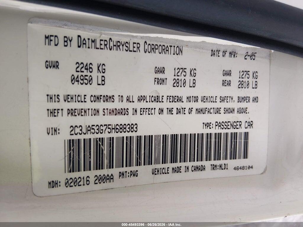 2C3JA53G75H688383 2005 CHRYSLER 300 photo no. 9