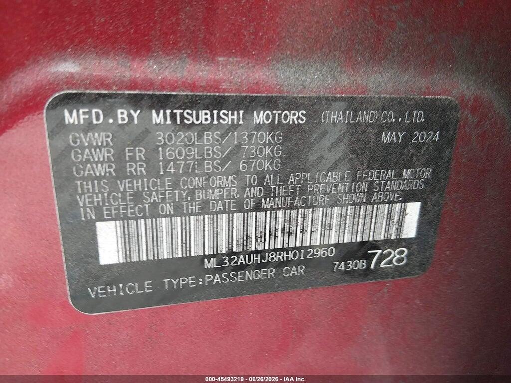 ML32AUHJ8RH012960 2024 MITSUBISHI MIRAGE photo no. 9