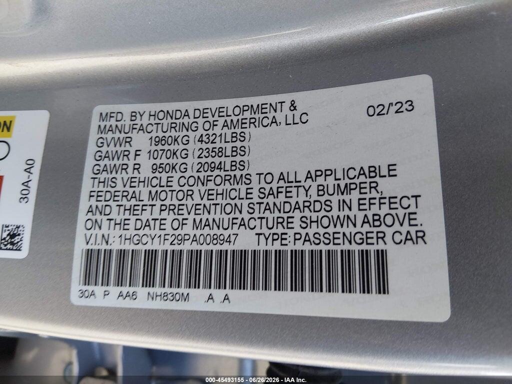 1HGCY1F29PA008947 2023 HONDA ACCORD photo no. 9