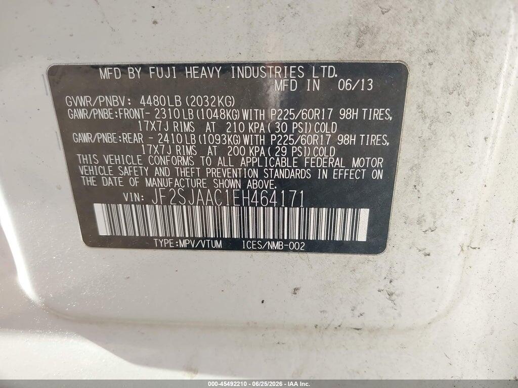 JF2SJAAC1EH464171 2014 SUBARU FORESTER photo no. 9