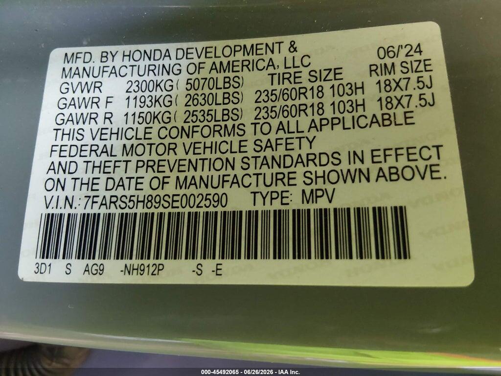 7FARS5H89SE002590 2025 HONDA CR-V HYBRID photo no. 9