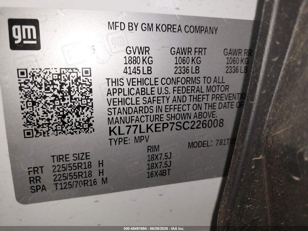 KL77LKEP7SC226008 2025 CHEVROLET TRAX photo no. 9