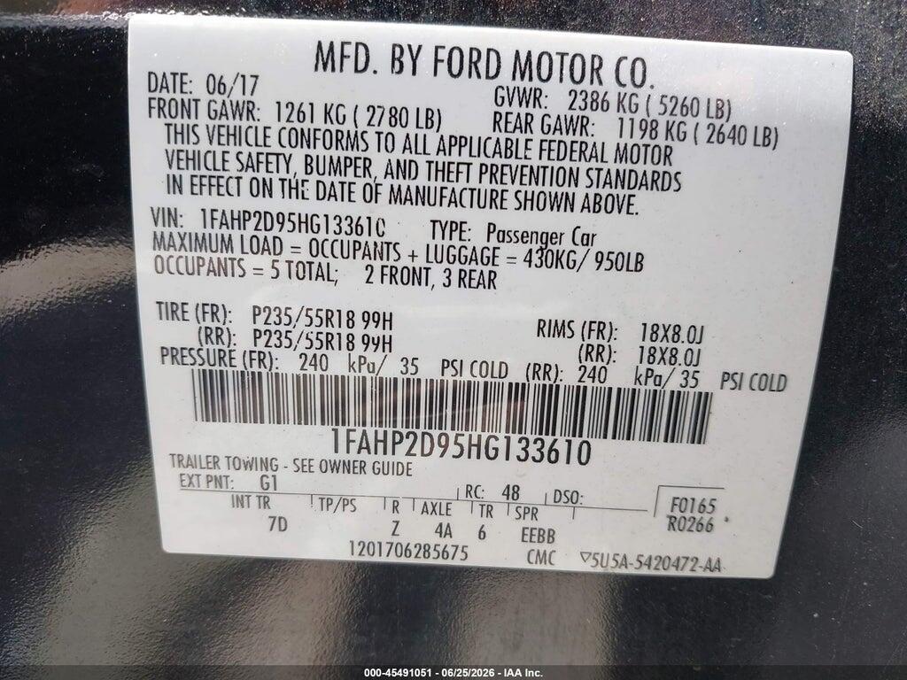 1FAHP2D95HG133610 2017 FORD TAURUS photo no. 9