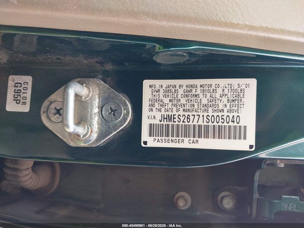 JHMES26771S005040 2001 HONDA CIVIC photo no. 9