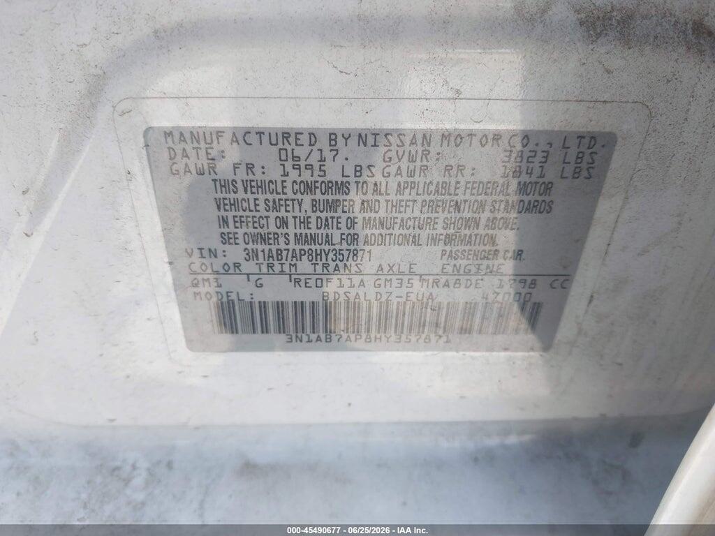 3N1AB7AP8HY357871 2017 NISSAN SENTRA photo no. 9