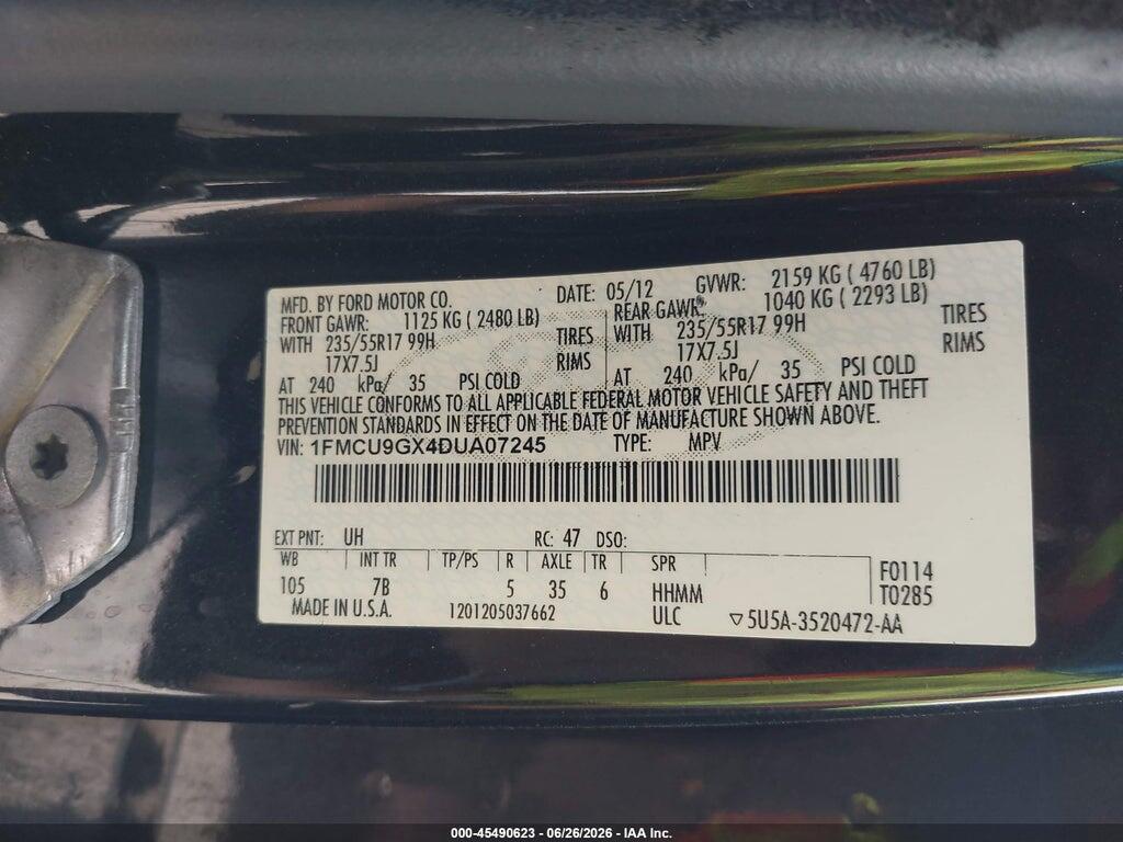 1FMCU9GX4DUA07245 2013 FORD ESCAPE photo no. 9