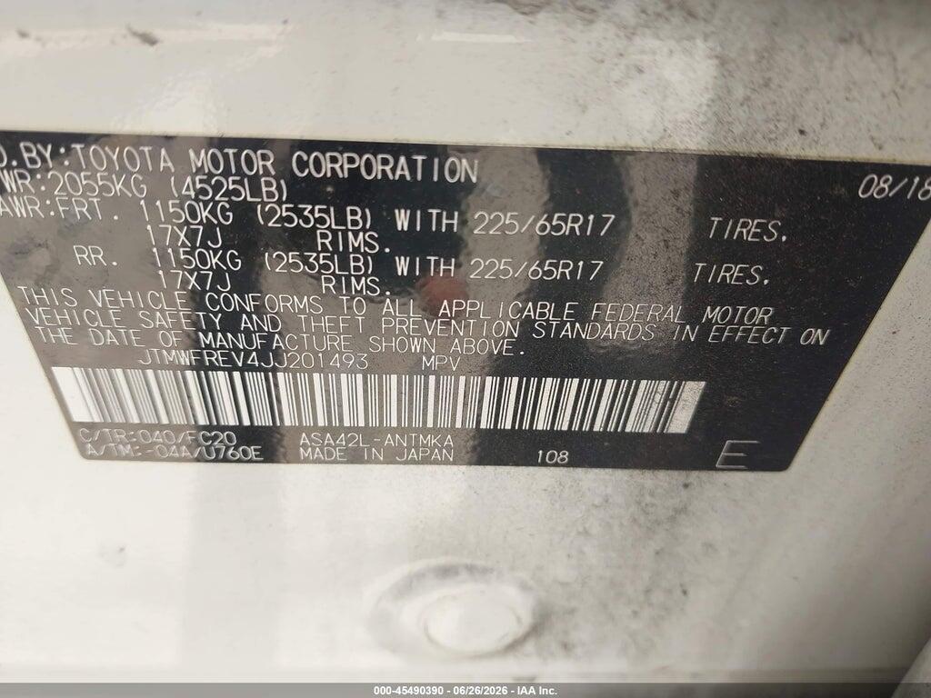 JTMWFREV4JJ201493 2018 TOYOTA RAV4 photo no. 9