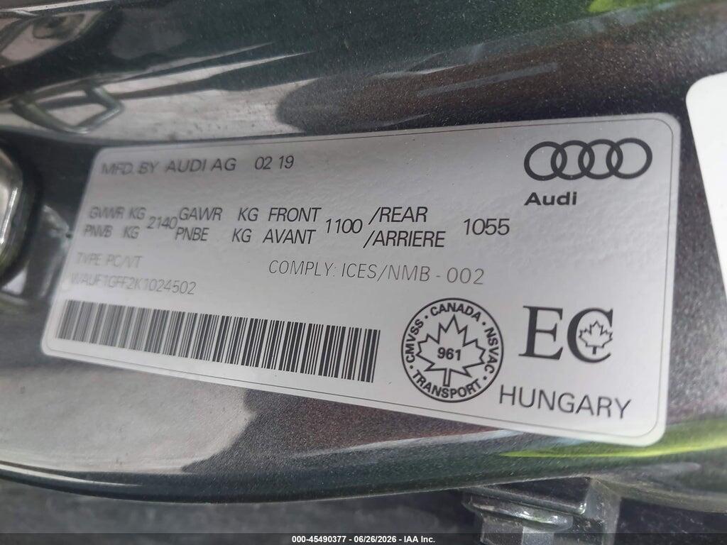 2019 AUDI S3 2.0T PREMIUM PLUS — Фото 9 из 16