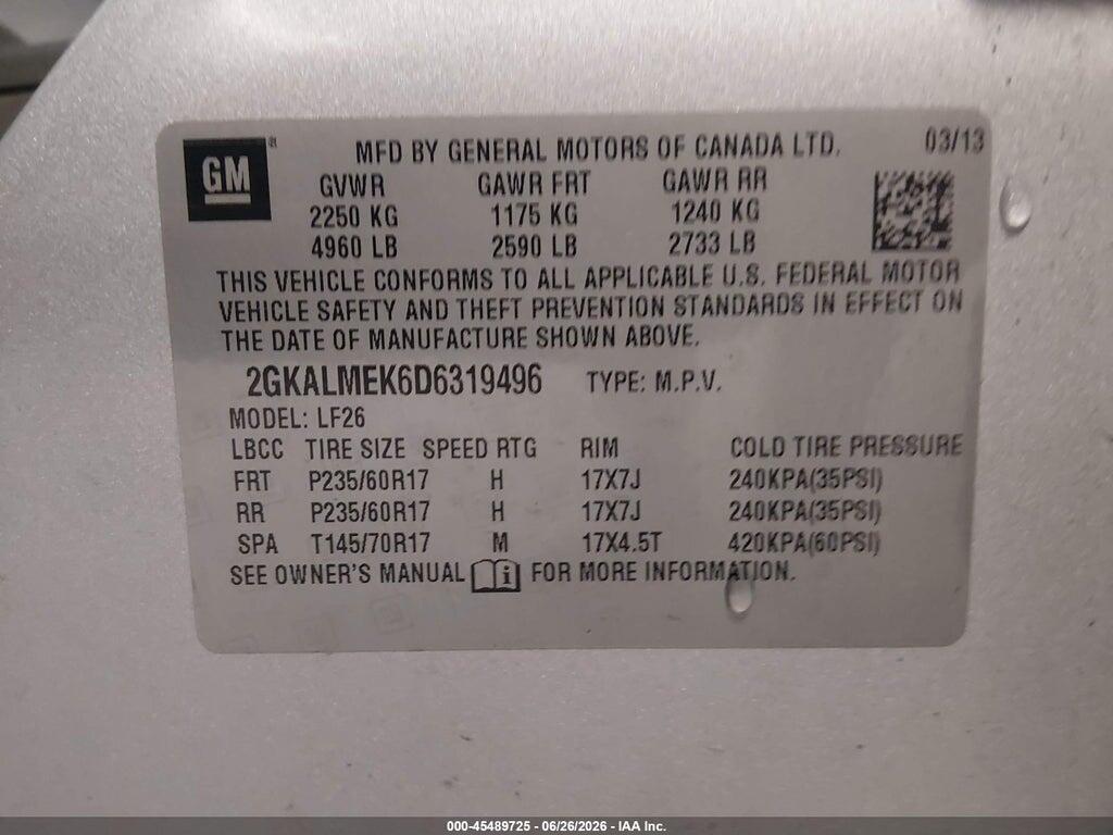 2GKALMEK6D6319496 2013 GMC TERRAIN photo no. 9