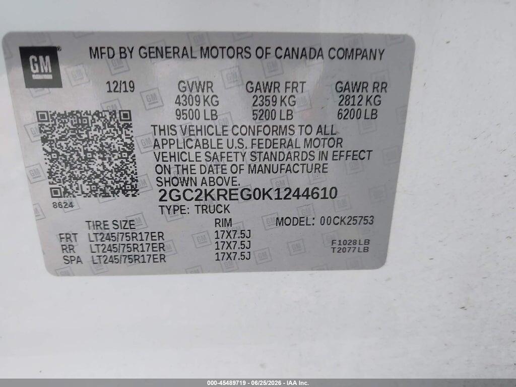 2GC2KREG0K1244610 2019 CHEVROLET SILVERADO 2500HD photo no. 9