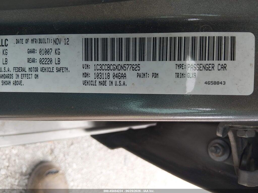 1C3CCBCGXDN577625 2013 CHRYSLER 200 photo no. 9