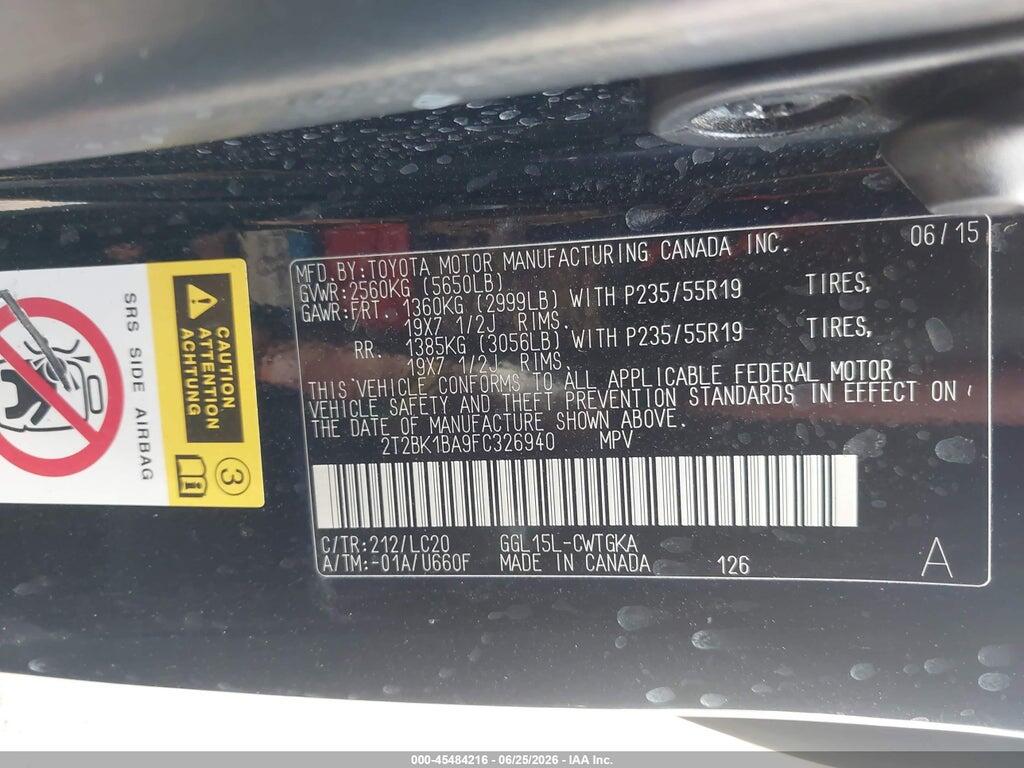 2T2BK1BA9FC326940 2015 LEXUS RX 350 photo no. 9