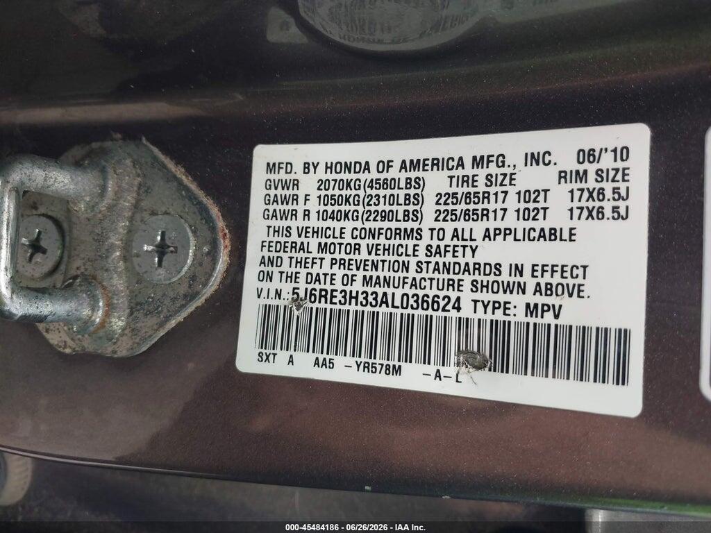 5J6RE3H33AL036624 2010 HONDA CR-V photo no. 9