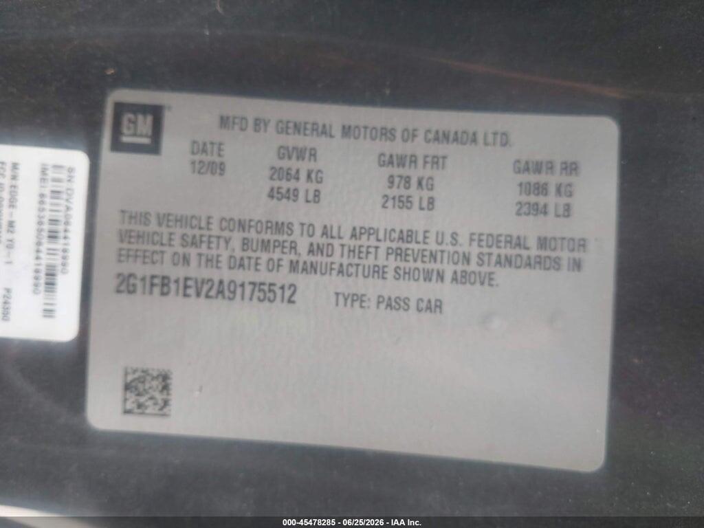 2G1FB1EV2A9175512 2010 CHEVROLET CAMARO photo no. 9
