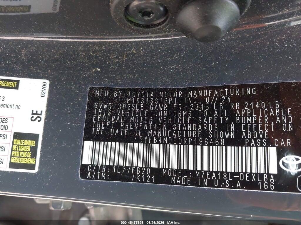 5YFB4MDE0RP196468 2024 TOYOTA COROLLA photo no. 9