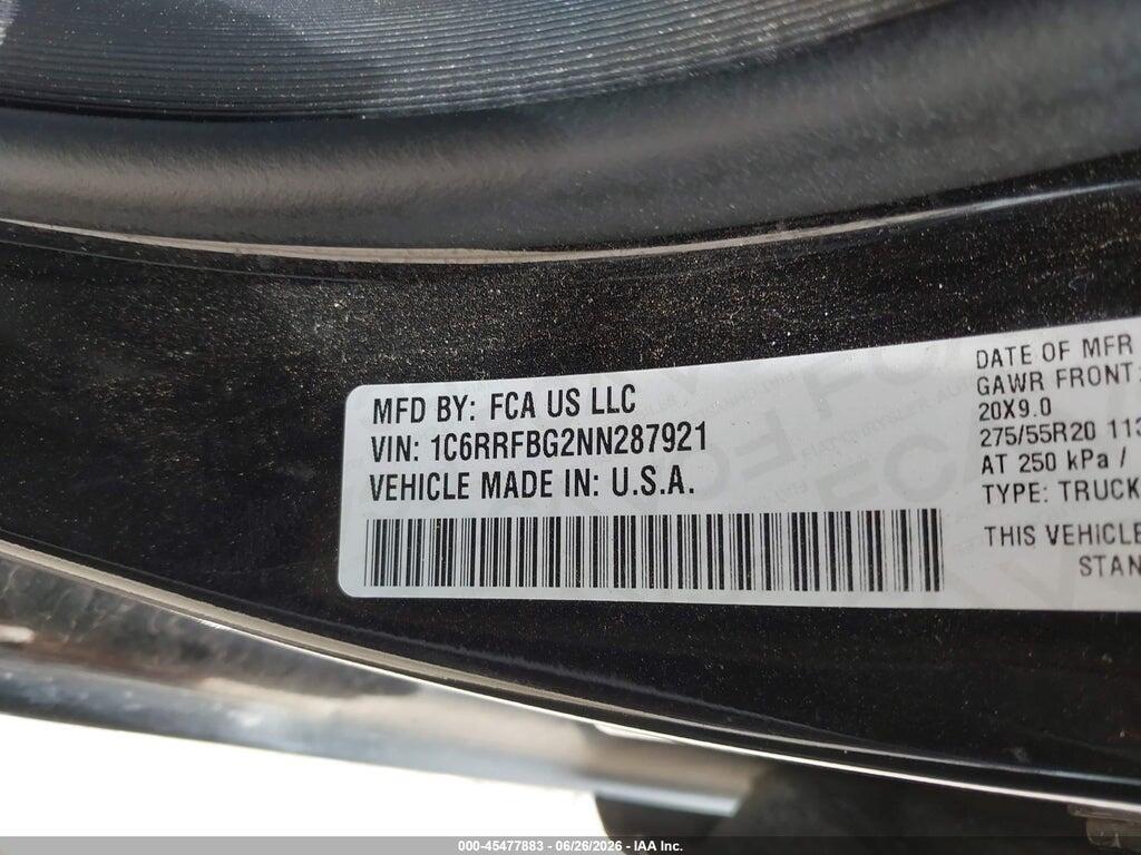 1C6RRFBG2NN287921 2022 RAM 1500 photo no. 9