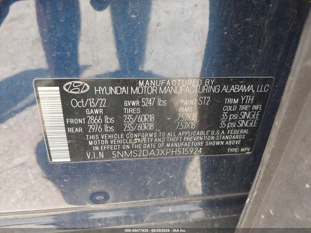 5NMS2DAJXPH515924 2023 HYUNDAI SANTA FE photo no. 9