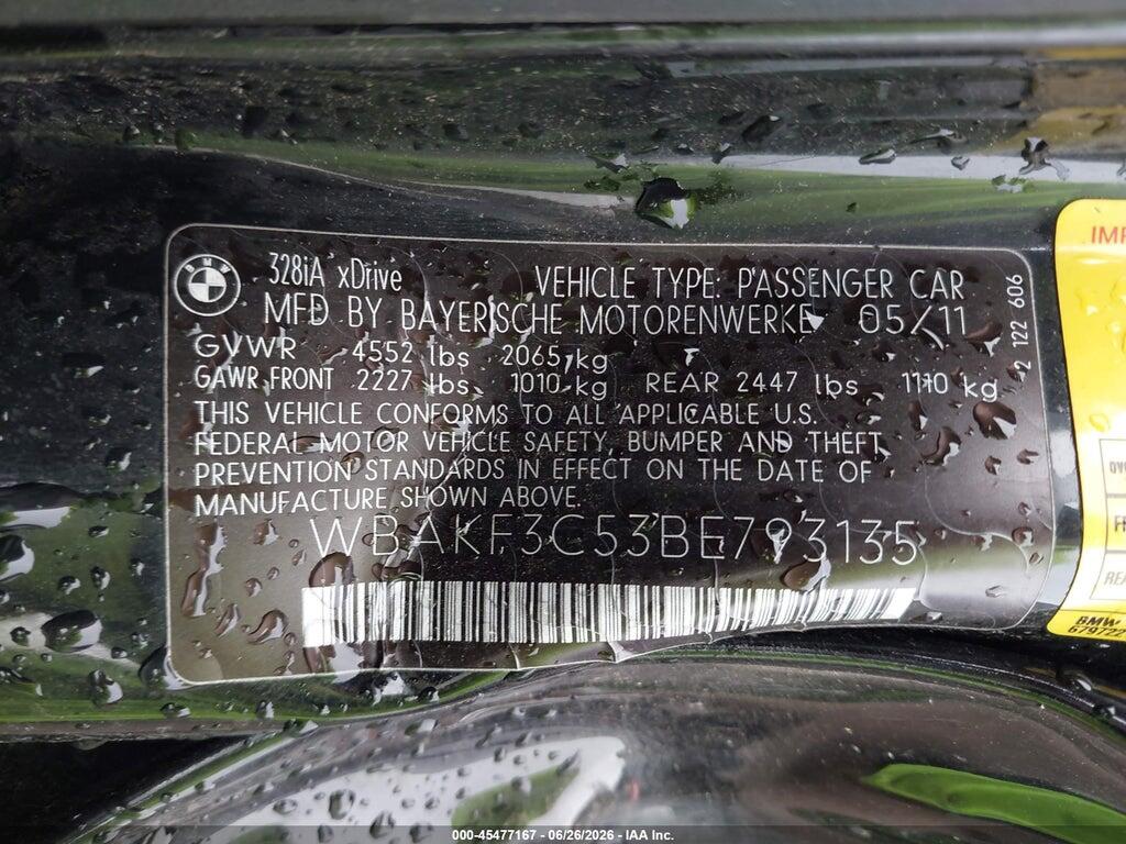 WBAKF3C53BE793135 2011 BMW 328I photo no. 9