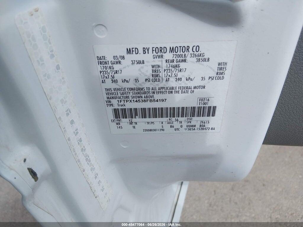 1FTPX14538FB54197 2008 FORD F-150 photo no. 9