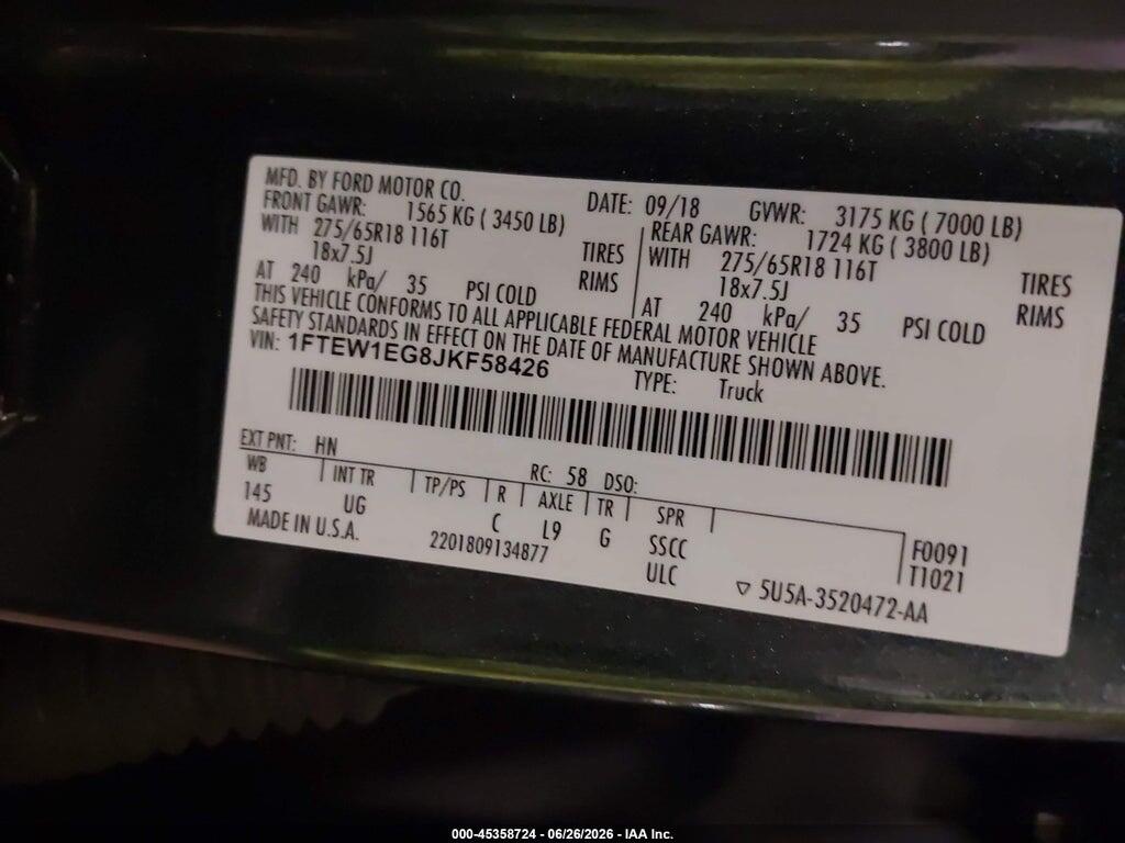 1FTEW1EG8JKF58426 2018 FORD F-150 photo no. 9