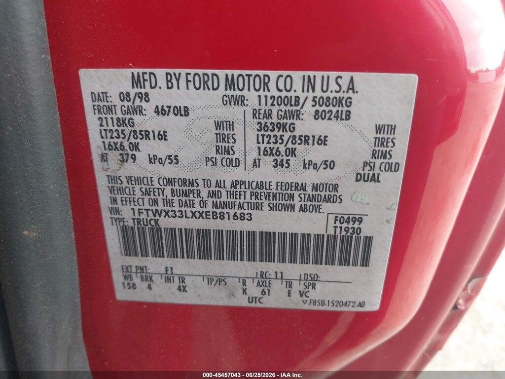 1FTWX33LXXEB81683 1999 FORD F-350 photo no. 9