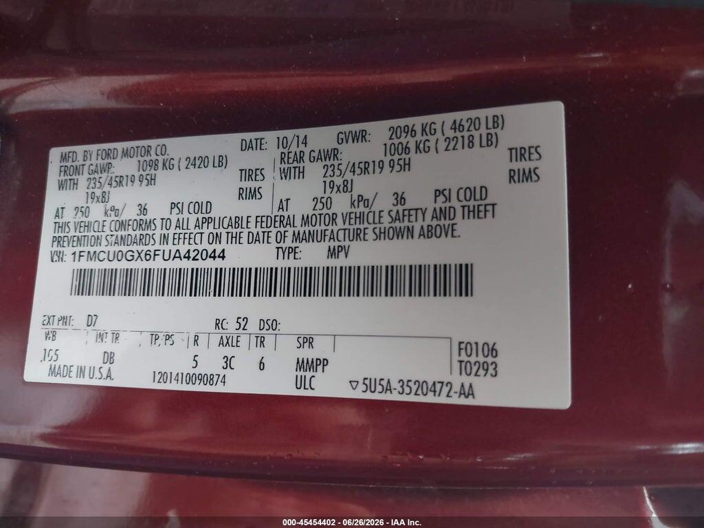 1FMCU0GX6FUA42044 2015 FORD ESCAPE photo no. 9