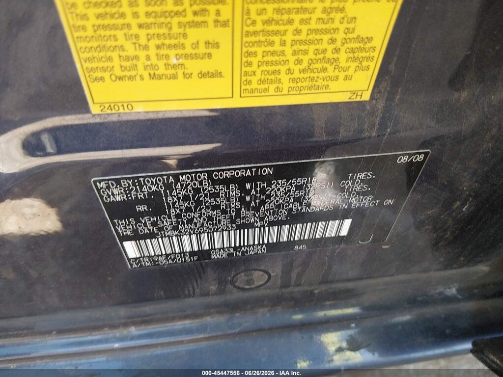 JTMBK32V695072933 2009 TOYOTA RAV4 photo no. 9