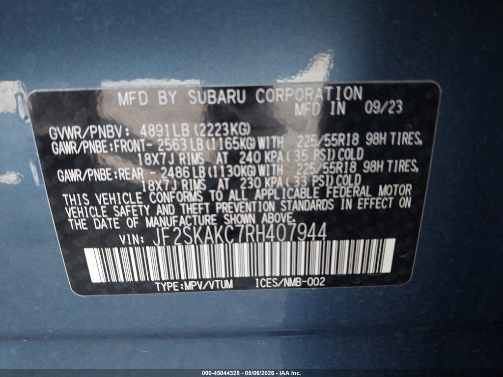 JF2SKAKC7RH407944 2024 SUBARU FORESTER photo no. 9