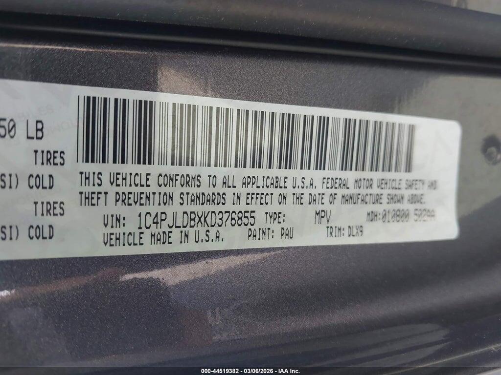 1C4PJLDBXKD376855 2019 JEEP CHEROKEE photo no. 9