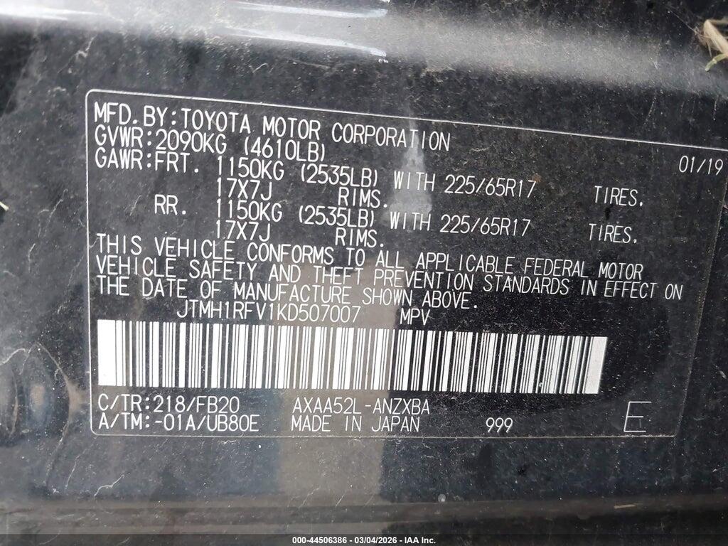 JTMH1RFV1KD507007 2019 TOYOTA RAV4 photo no. 9