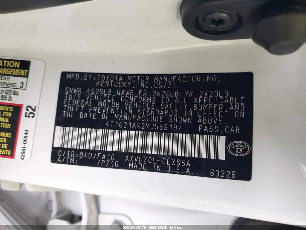 4T1G31AK2MU559197 2021 TOYOTA CAMRY photo no. 9