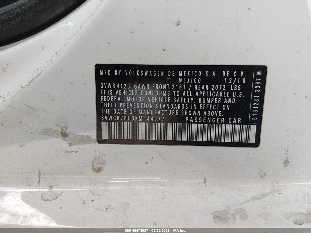 3VWCB7BU3KM144977 2019 VOLKSWAGEN JETTA photo no. 9