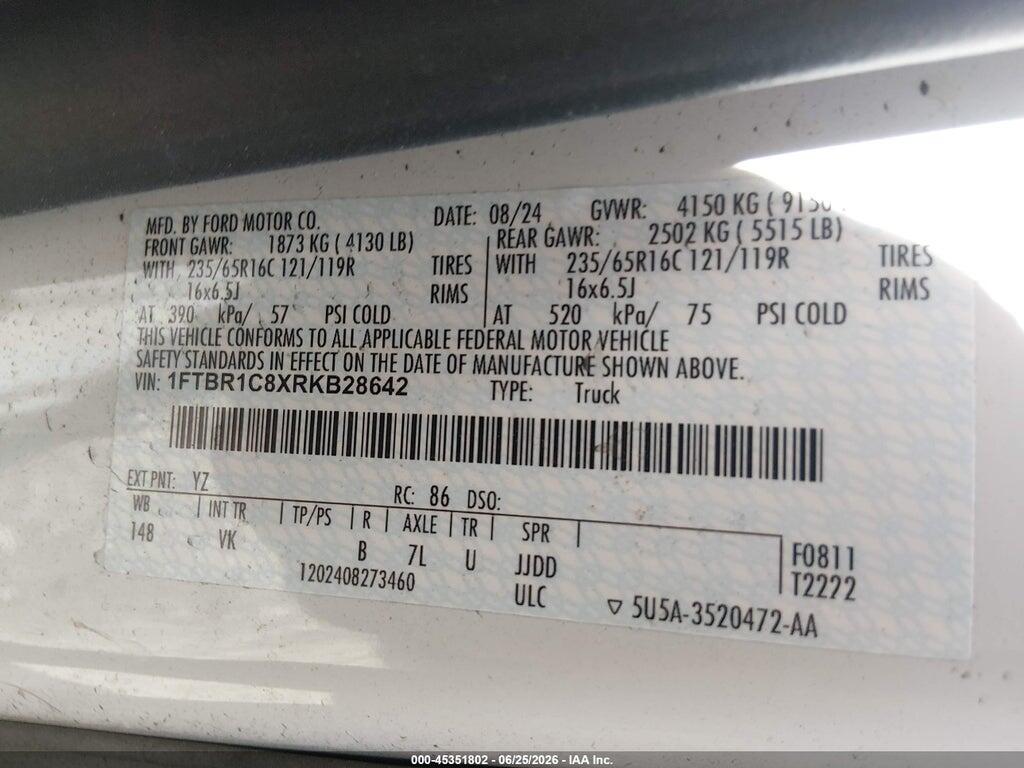 1FTBR1C8XRKB28642 2024 FORD TRANSIT-250 photo no. 9