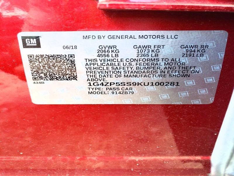 1G4ZP5SS9KU100281 2019 BUICK LACROSSE photo no. 12