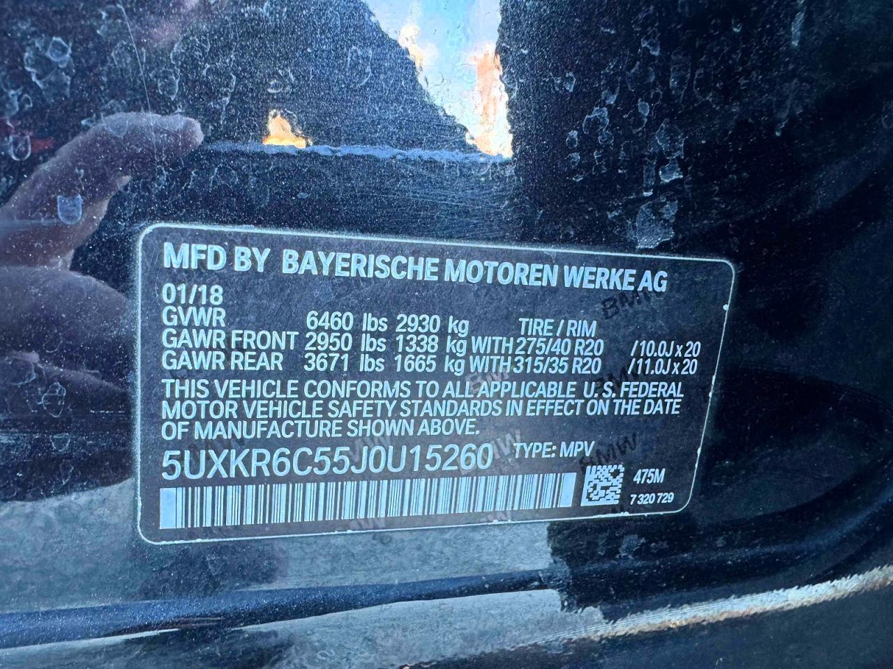 5UXKR6C55J0U15260 2018 BMW X5 photo no. 10
