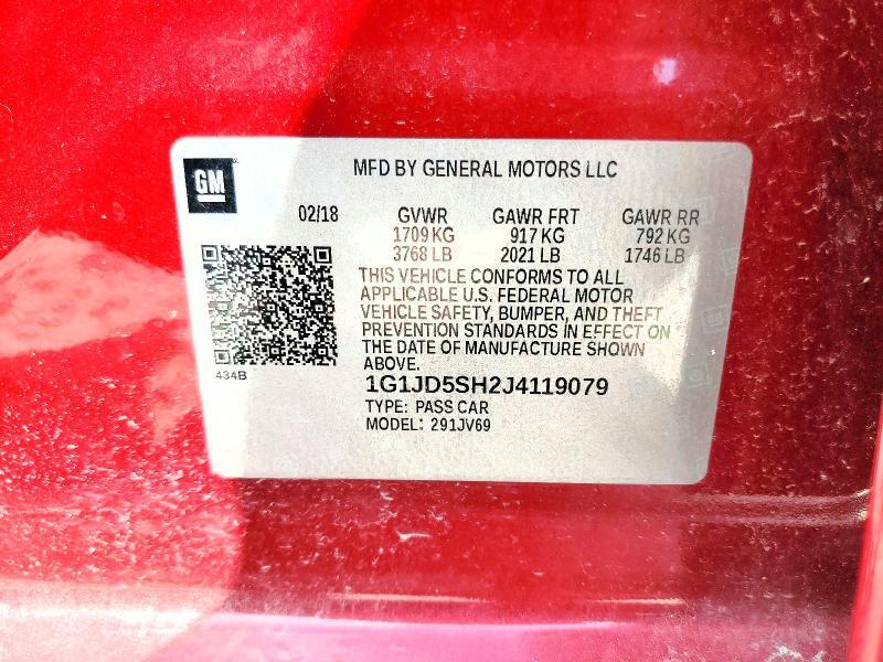 2018 CHEVROLET SONIC LT — Фото 12 из 12