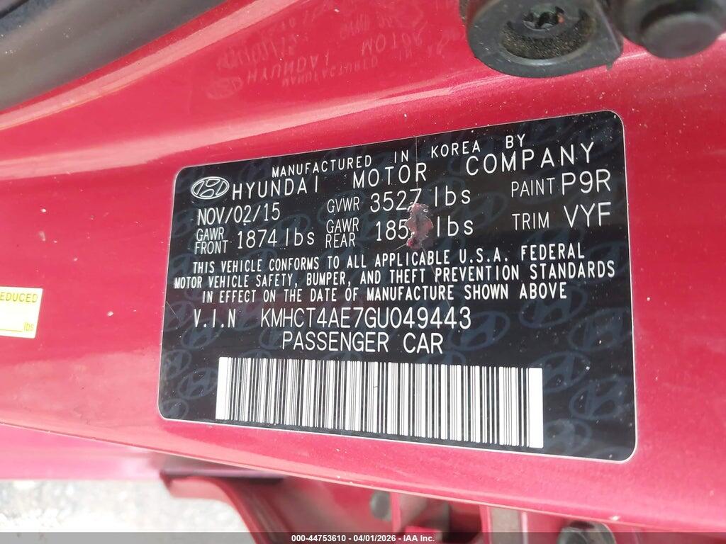 KMHCT4AE7GU049443 2016 HYUNDAI ACCENT photo no. 9