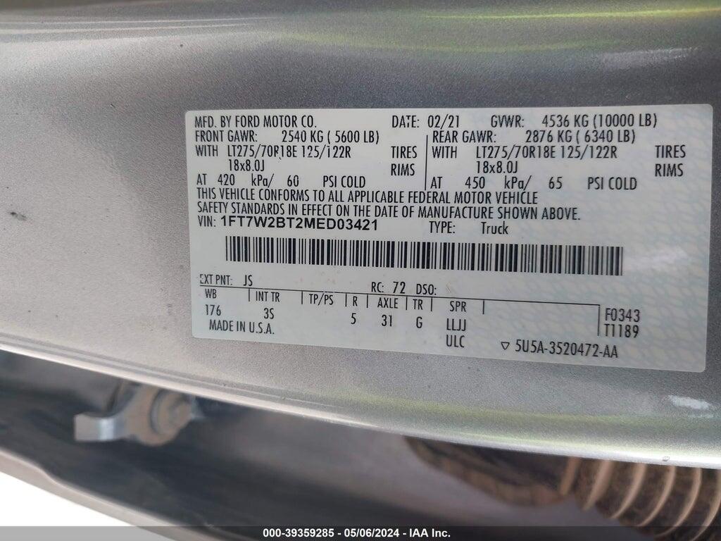 1FT7W2BT2MED03421 2021 FORD F-250 photo no. 9