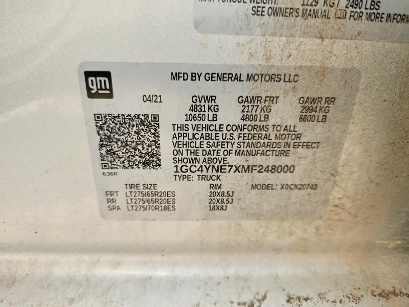 2021 CHEVROLET SILVERADO K2500 HEAVY DUTY LT — Фото 12 из 12