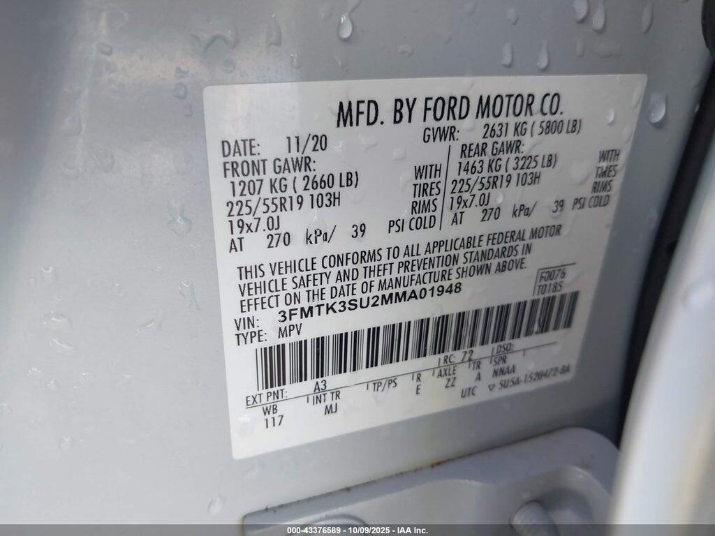 3FMTK3SU2MMA01948 2021 FORD MUSTANG MACH-E photo no. 9